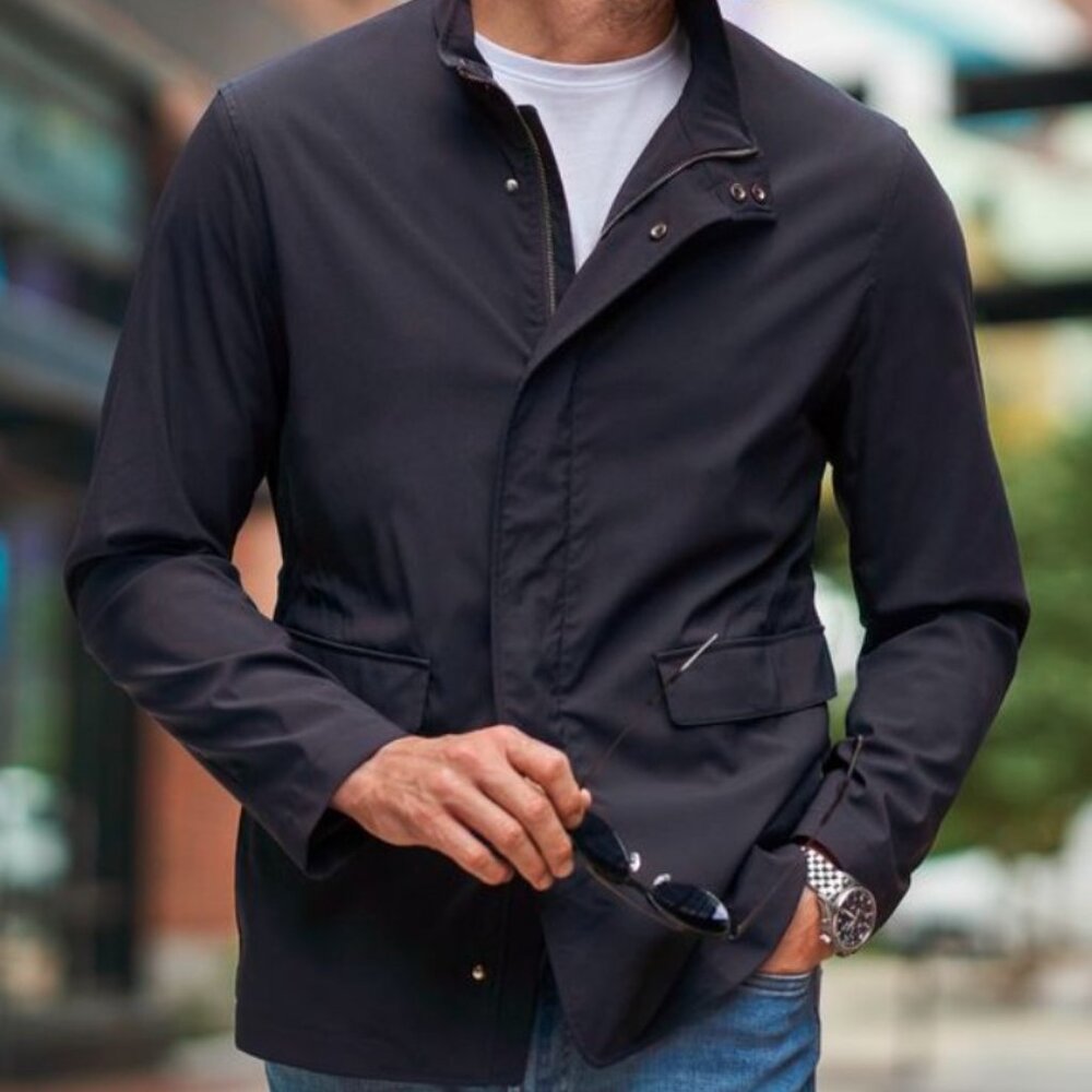 NWT Peter Millar Excursionist Flex City Car Coat Navy Wool Blend Jacket Men's XL - Picture 4 of 13
